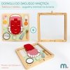 Drewniana tablica edukacyjna Montessori Mały Dentysta - szczoteczka, pasta, wyjmowane zęby, lusterko, jedzenie, nauka smaków